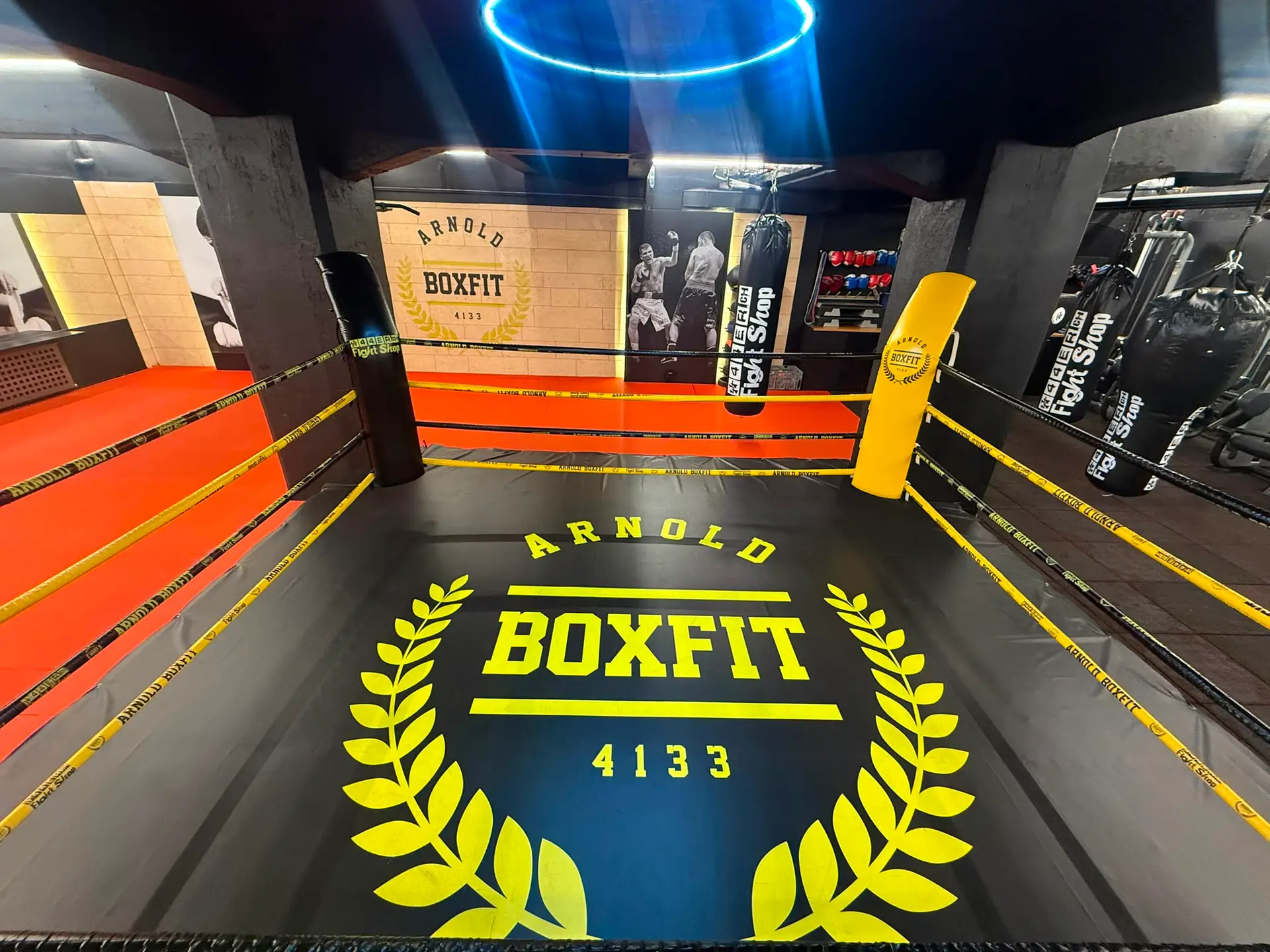 Fitnesstraining Kinder im Boxring mit Fitnessgeräten bei Arnold BoxFit